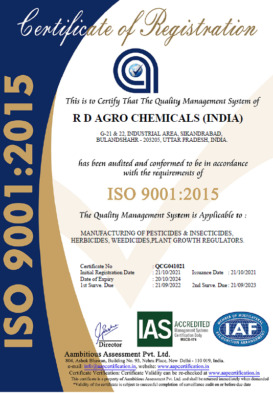 RD Agro ISO certificate